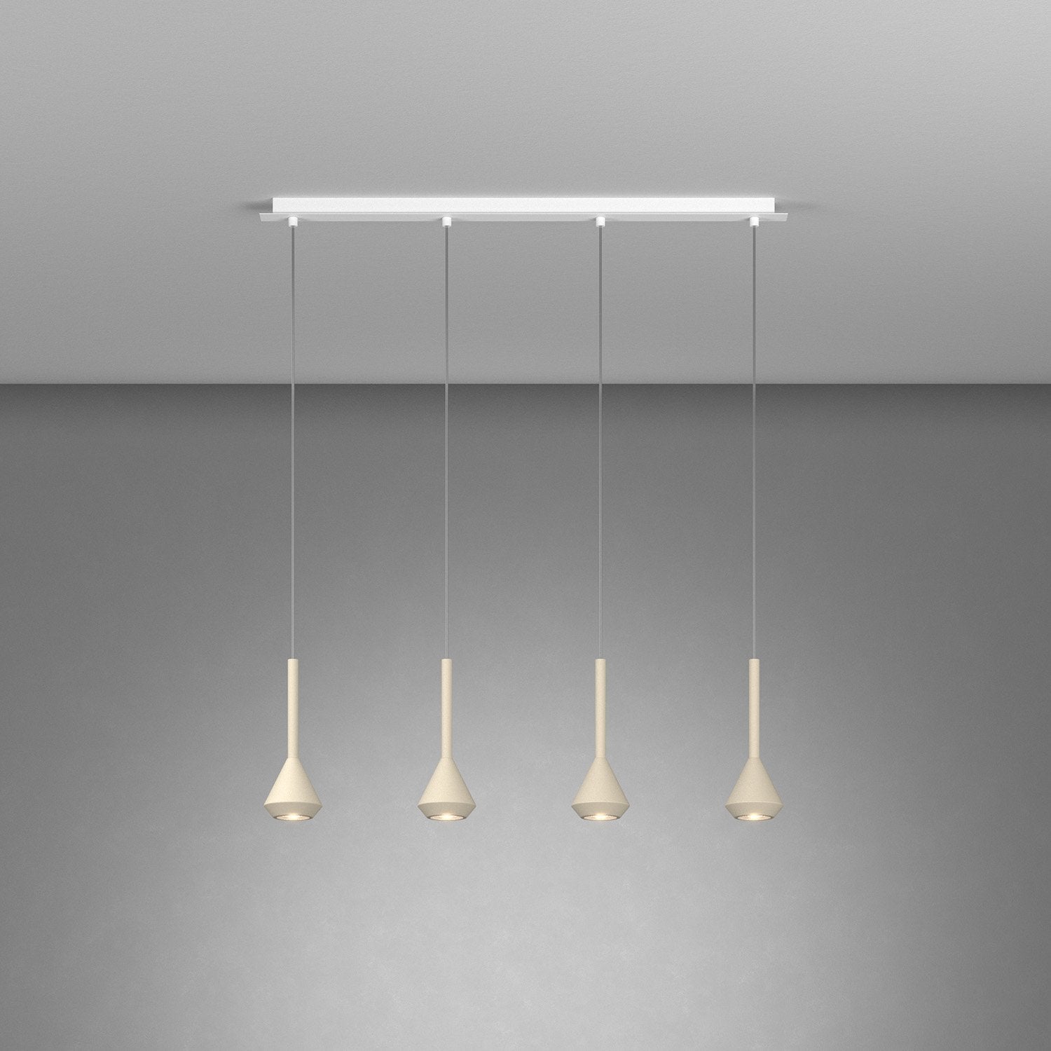 Lampadario Moderno Aygo Metallo Bianco E Sabbia 4 Luci Gu10