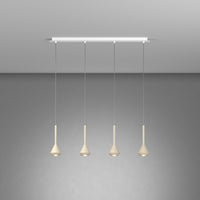 Lampadario Moderno Aygo Metallo Bianco E Sabbia 4 Luci Gu10