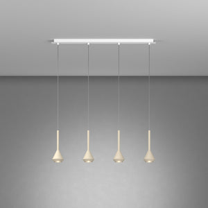 Lampadario Moderno Aygo Metallo Bianco E Sabbia 4 Luci Gu10