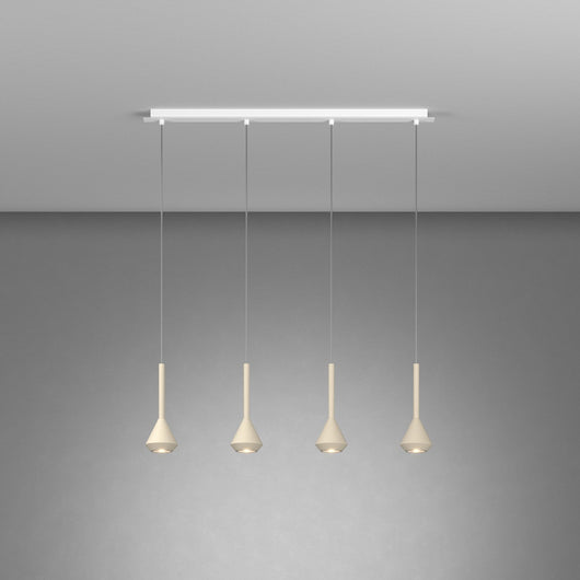 Lampadario Moderno Aygo Metallo Bianco E Sabbia 4 Luci Gu10