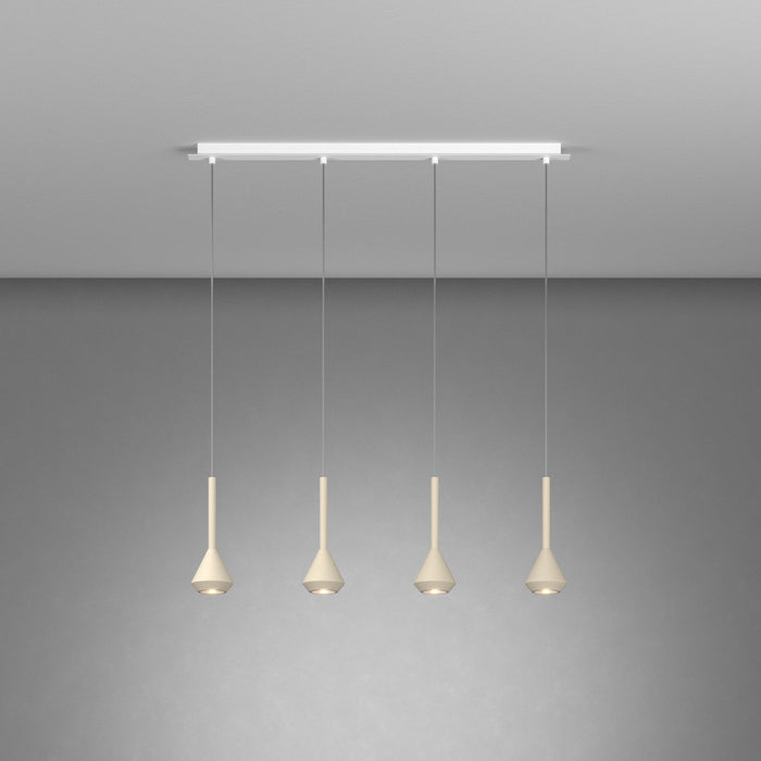 Lampadario Moderno Aygo Metallo Bianco E Sabbia 4 Luci Gu10