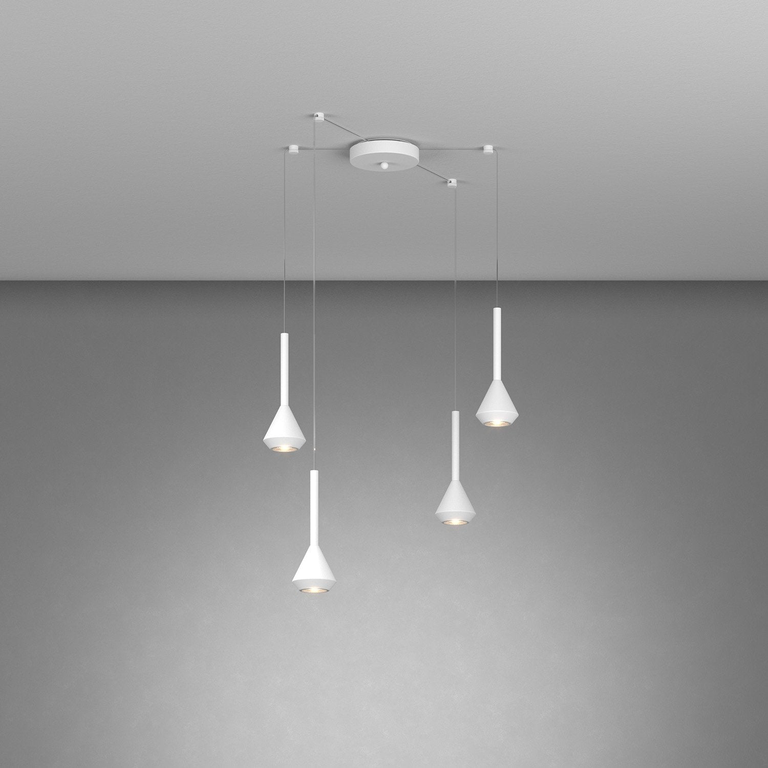 Lampadario Moderno Aygo Metallo Bianco 4 Luci Gu10