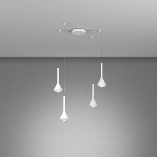 Lampadario Moderno Aygo Metallo Bianco 4 Luci Gu10