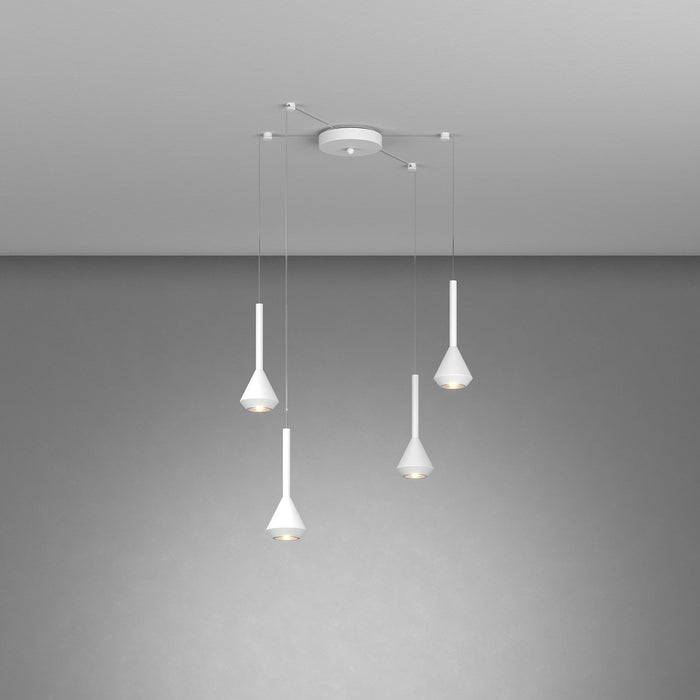 Lampadario Moderno Aygo Metallo Bianco 4 Luci Gu10