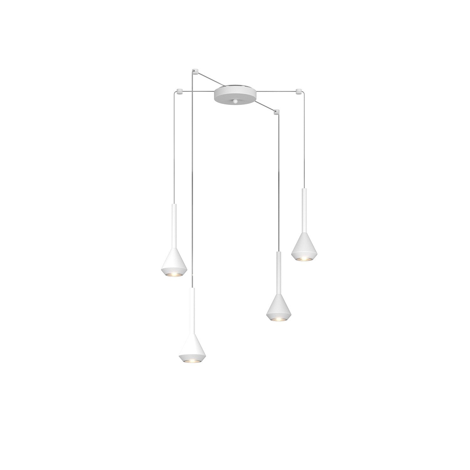 Lampadario Moderno Aygo Metallo Bianco 4 Luci Gu10