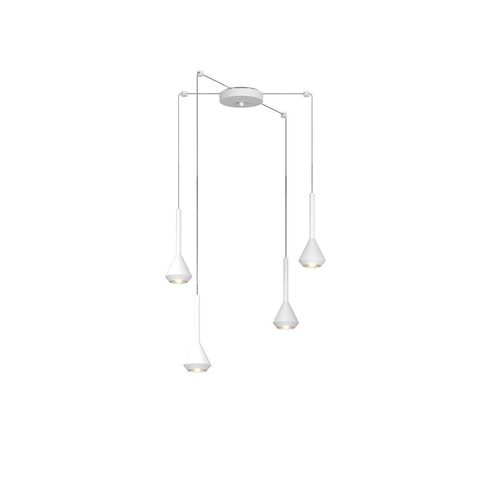 Lampadario Moderno Aygo Metallo Bianco 4 Luci Gu10