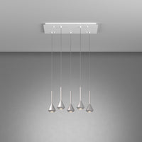 Lampadario Moderno Aygo Rettangolare Metallo Bianco E Alluminio 5 Luci Gu10