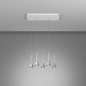 Lampadario Moderno Aygo Rettangolare Metallo Bianco E Alluminio 5 Luci Gu10