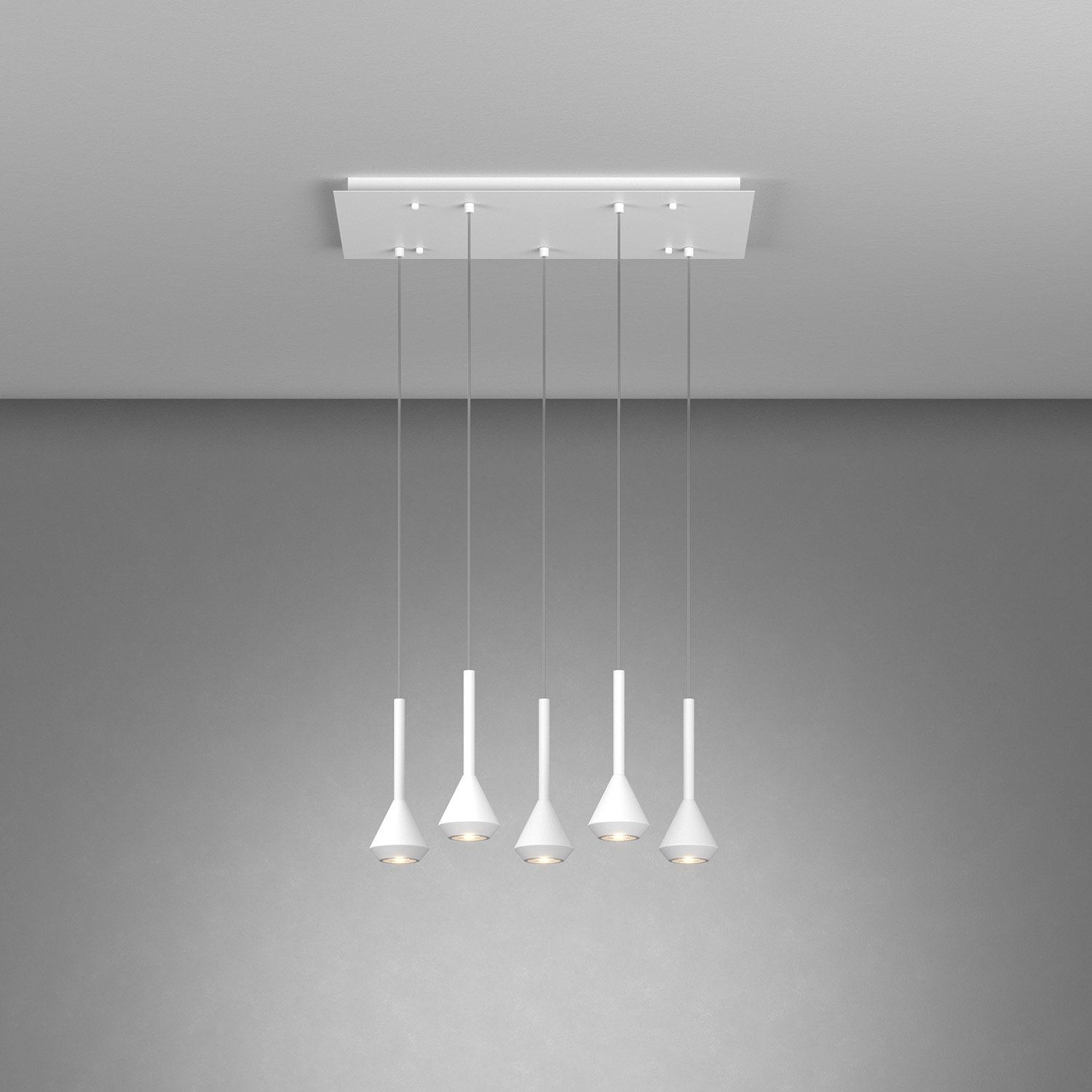 Lampadario Moderno Aygo Rettangolare Metallo Bianco 5 Luci Gu10