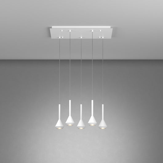 Lampadario Moderno Aygo Rettangolare Metallo Bianco 5 Luci Gu10