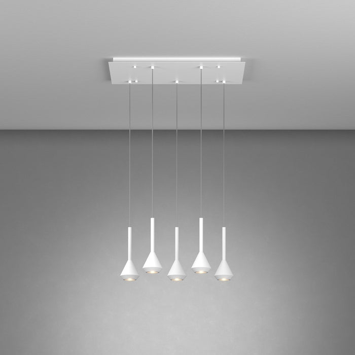 Lampadario Moderno Aygo Rettangolare Metallo Bianco 5 Luci Gu10