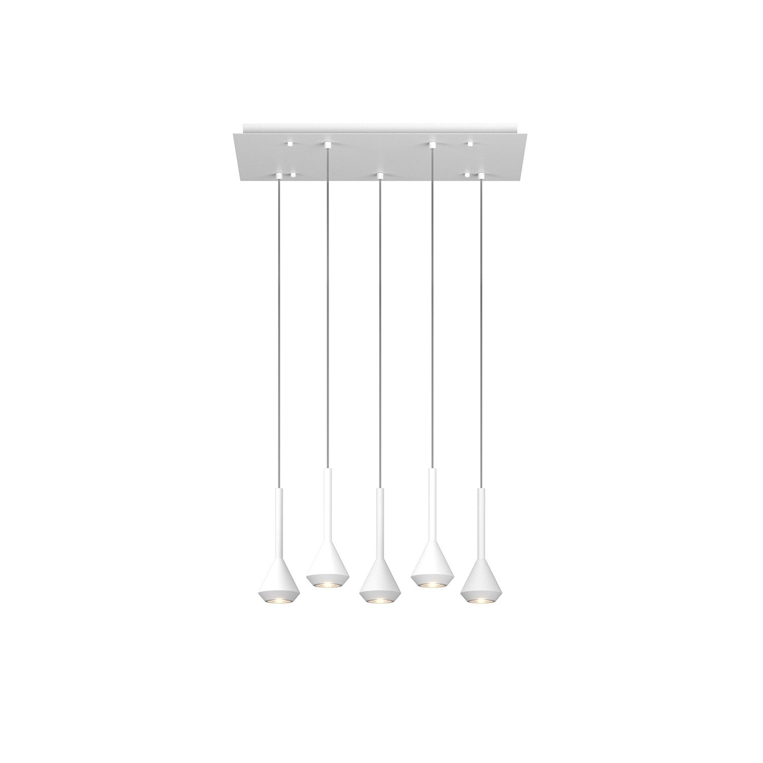 Lampadario Moderno Aygo Rettangolare Metallo Bianco 5 Luci Gu10