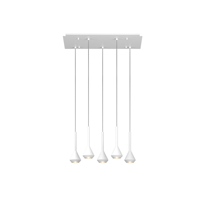 Lampadario Moderno Aygo Rettangolare Metallo Bianco 5 Luci Gu10