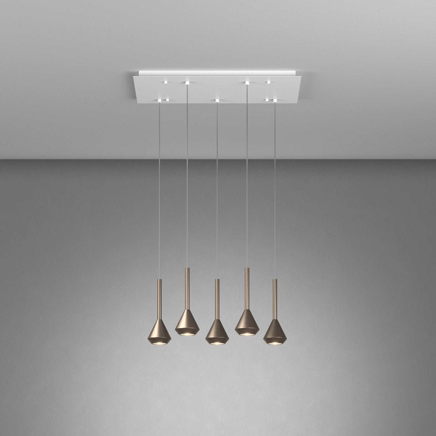Lampadario Moderno Aygo Metallo Bianco E Bronzo 5 Luci Gu10