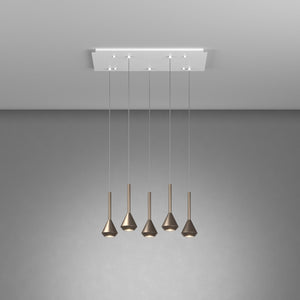 Lampadario Moderno Aygo Metallo Bianco E Bronzo 5 Luci Gu10