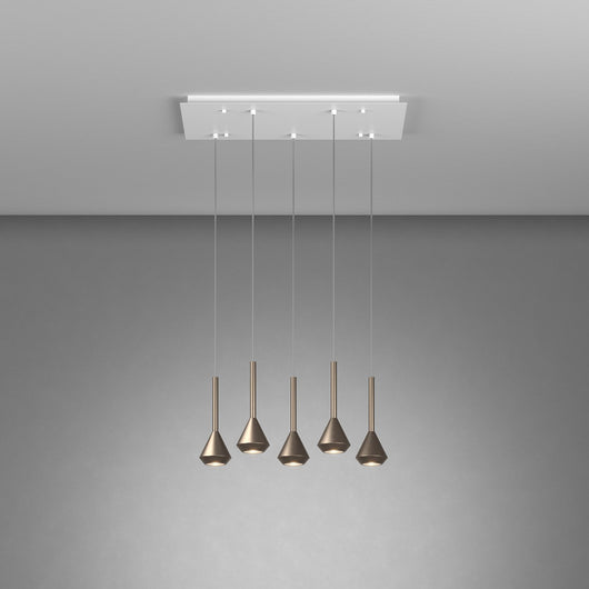 Lampadario Moderno Aygo Metallo Bianco E Bronzo 5 Luci Gu10