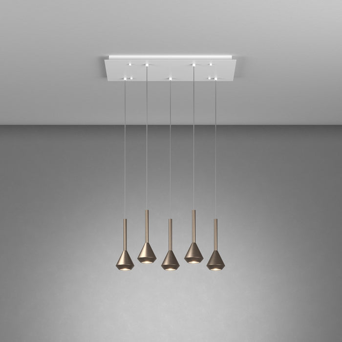 Lampadario Moderno Aygo Metallo Bianco E Bronzo 5 Luci Gu10