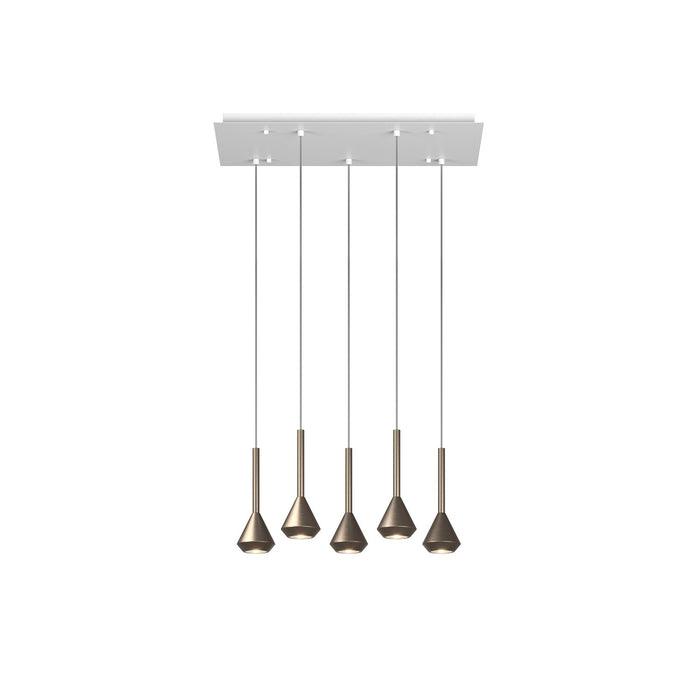 Lampadario Moderno Aygo Metallo Bianco E Bronzo 5 Luci Gu10