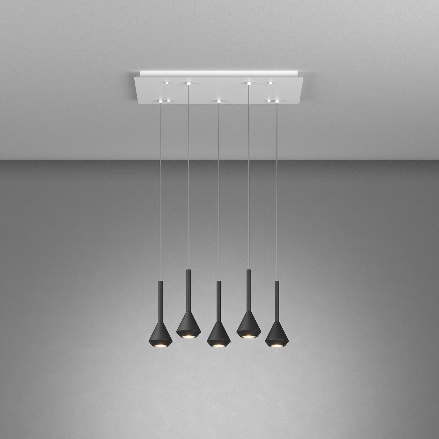 Lampadario Moderno Aygo Metallo Bianco E Nero 5 Luci Gu10