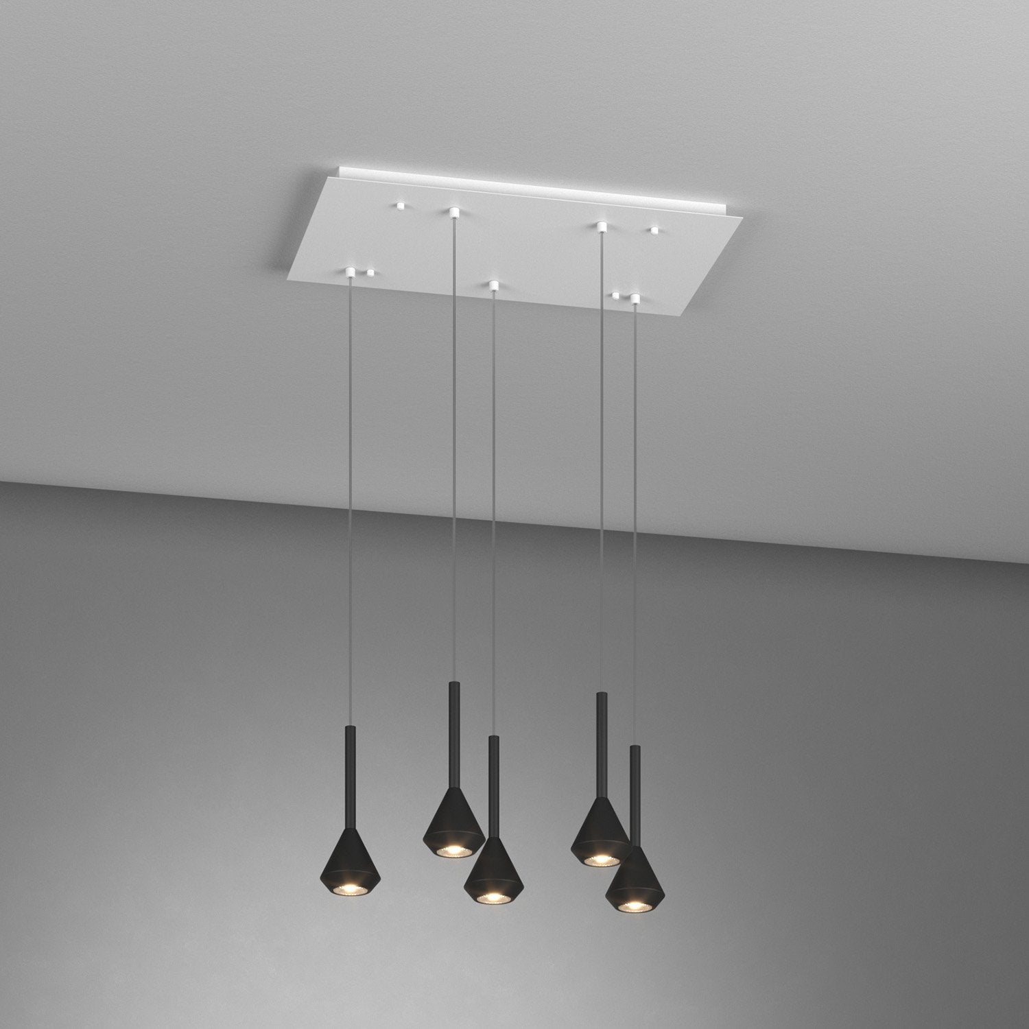 Lampadario Moderno Aygo Metallo Bianco E Nero 5 Luci Gu10