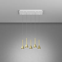 Lampadario Moderno Aygo Metallo Bianco E Ottone 5 Luci Gu10