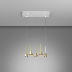 Lampadario Moderno Aygo Metallo Bianco E Ottone 5 Luci Gu10