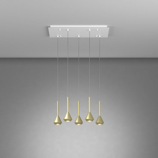 Lampadario Moderno Aygo Metallo Bianco E Ottone 5 Luci Gu10