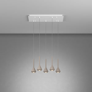 Lampadario Moderno Aygo Metallo Bianco E Sabbia 5 Luci Gu10
