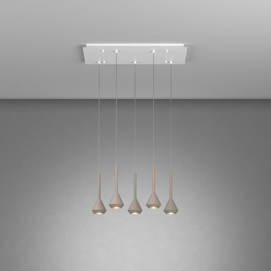 Lampadario Moderno Aygo Metallo Bianco E Sabbia 5 Luci Gu10