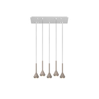 Lampadario Moderno Aygo Metallo Bianco E Sabbia 5 Luci Gu10