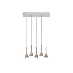 Lampadario Moderno Aygo Metallo Bianco E Sabbia 5 Luci Gu10