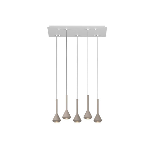 Lampadario Moderno Aygo Metallo Bianco E Sabbia 5 Luci Gu10