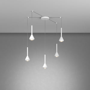 Lampadario Moderno Aygo Metallo Bianco 5 Luci Gu10