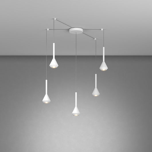 Lampadario Moderno Aygo Metallo Bianco 5 Luci Gu10