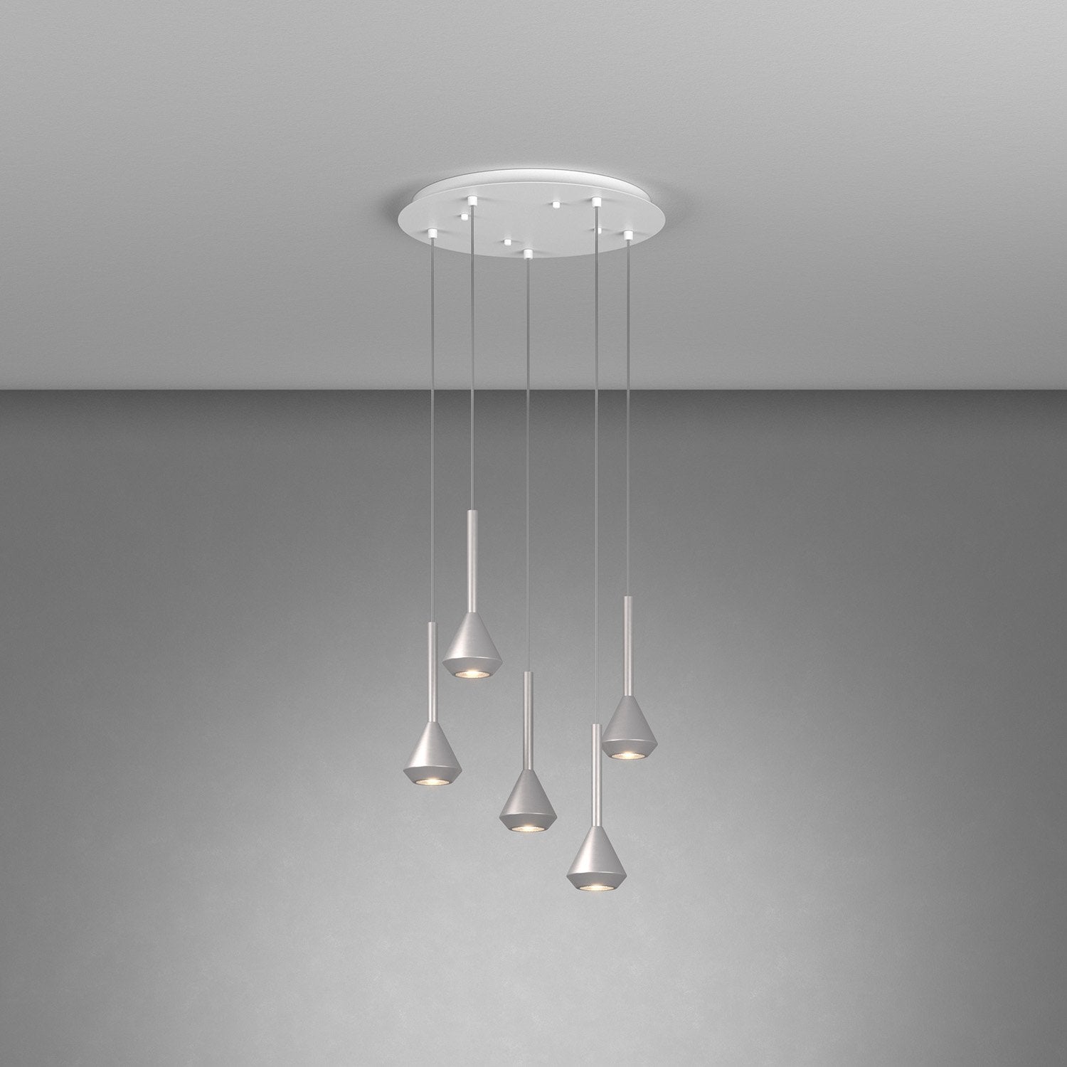 Lampadario Moderno Aygo Metallo Bianco E Alluminio 5 Luci Gu10