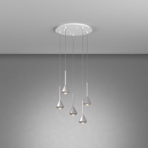 Lampadario Moderno Aygo Metallo Bianco E Alluminio 5 Luci Gu10