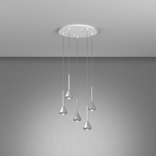 Lampadario Moderno Aygo Metallo Bianco E Alluminio 5 Luci Gu10