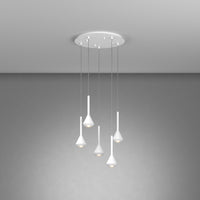 Lampadario Moderno Aygo Tondo Metallo Bianco 5 Luci Gu10