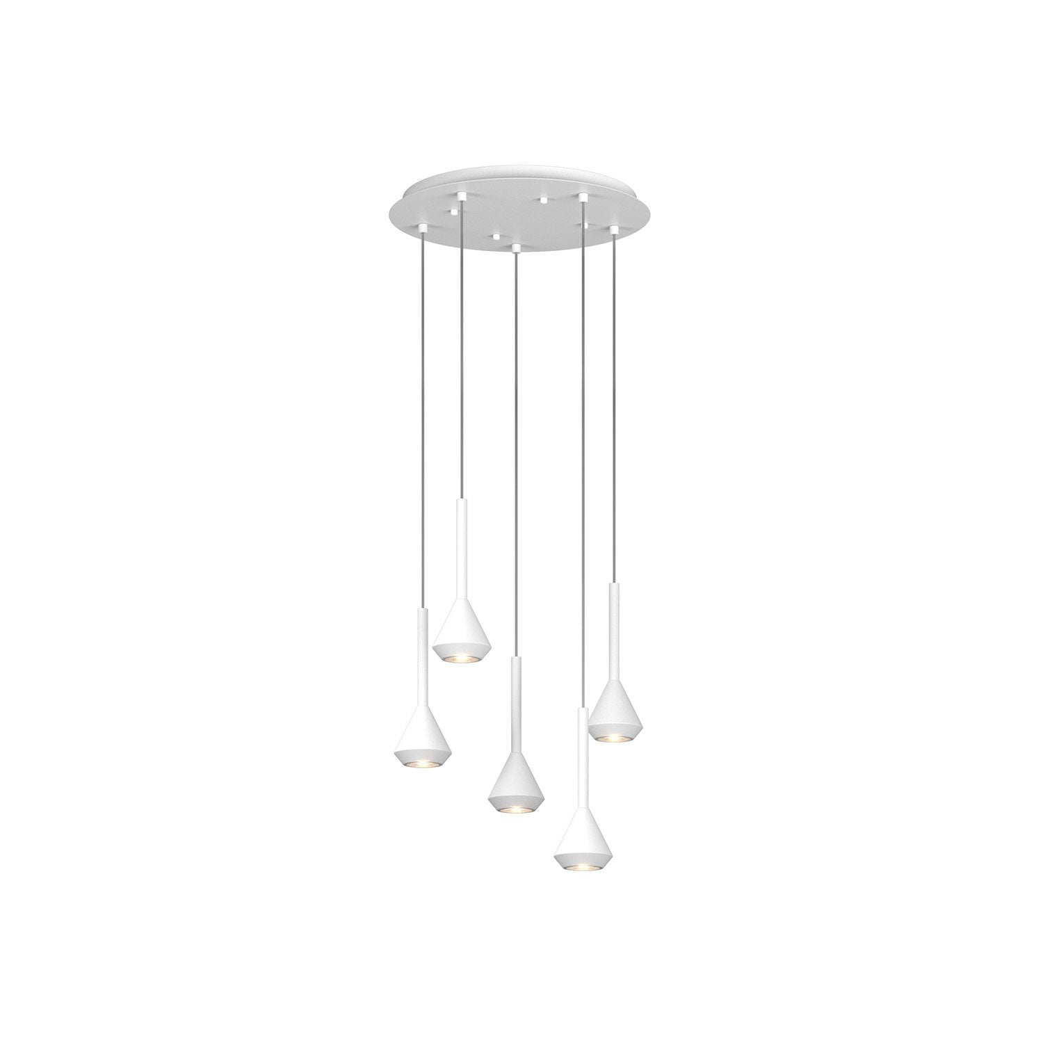 Lampadario Moderno Aygo Tondo Metallo Bianco 5 Luci Gu10