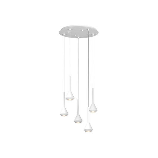 Lampadario Moderno Aygo Tondo Metallo Bianco 5 Luci Gu10
