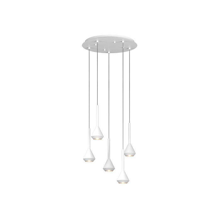 Lampadario Moderno Aygo Tondo Metallo Bianco 5 Luci Gu10