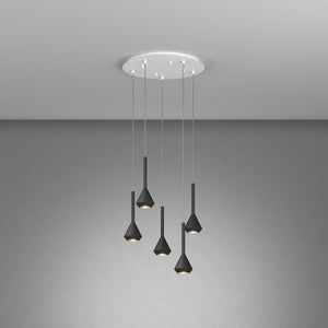 Lampadario Moderno Aygo Metallo Bianco Nero 5 Luci Gu10