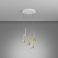 Lampadario Moderno Aygo Metallo Bianco Ottone 5 Luci Gu10