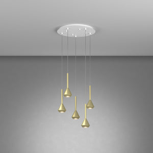 Lampadario Moderno Aygo Metallo Bianco Ottone 5 Luci Gu10