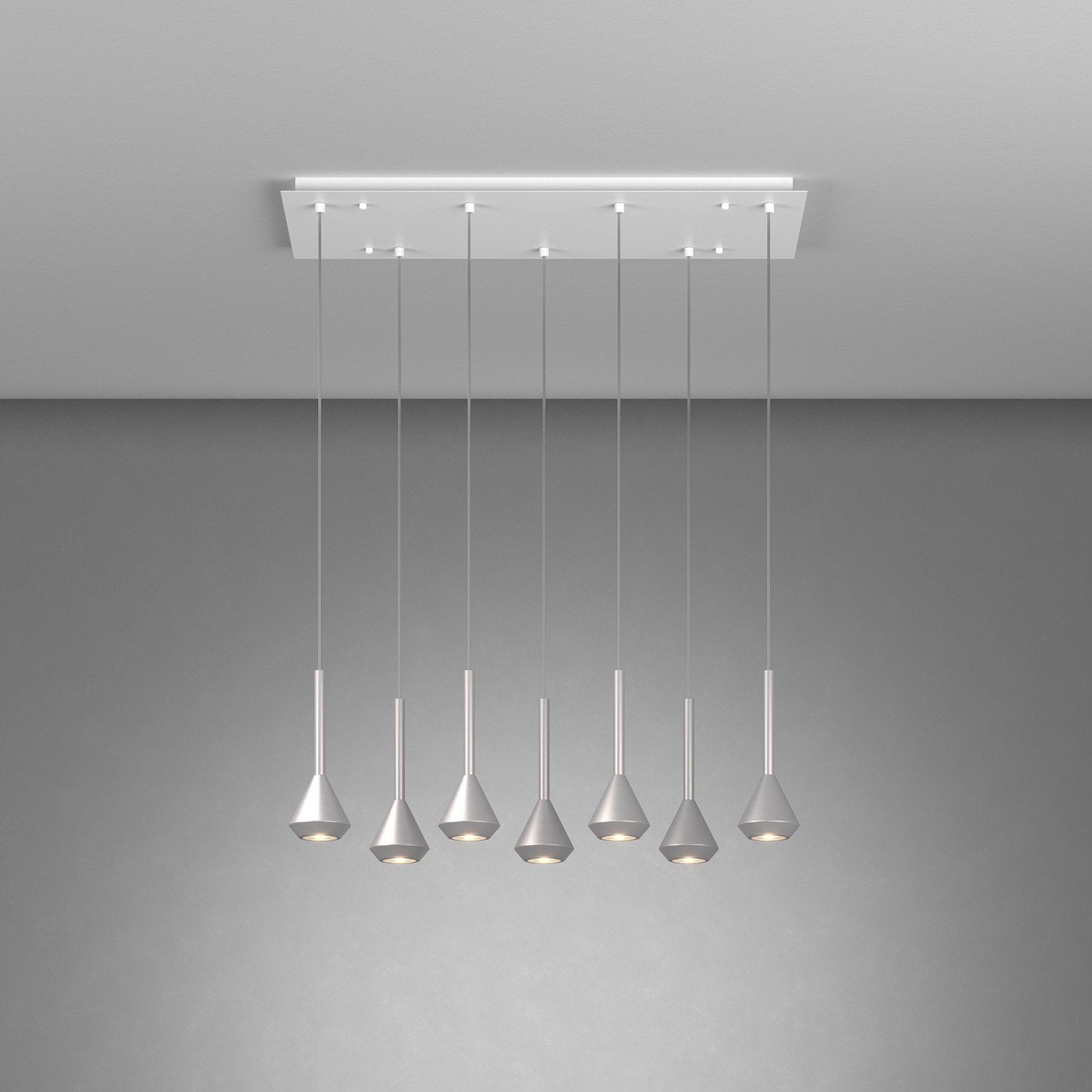 Lampadario Moderno Aygo Metallo Bianco E Alluminio 7 Luci Gu10