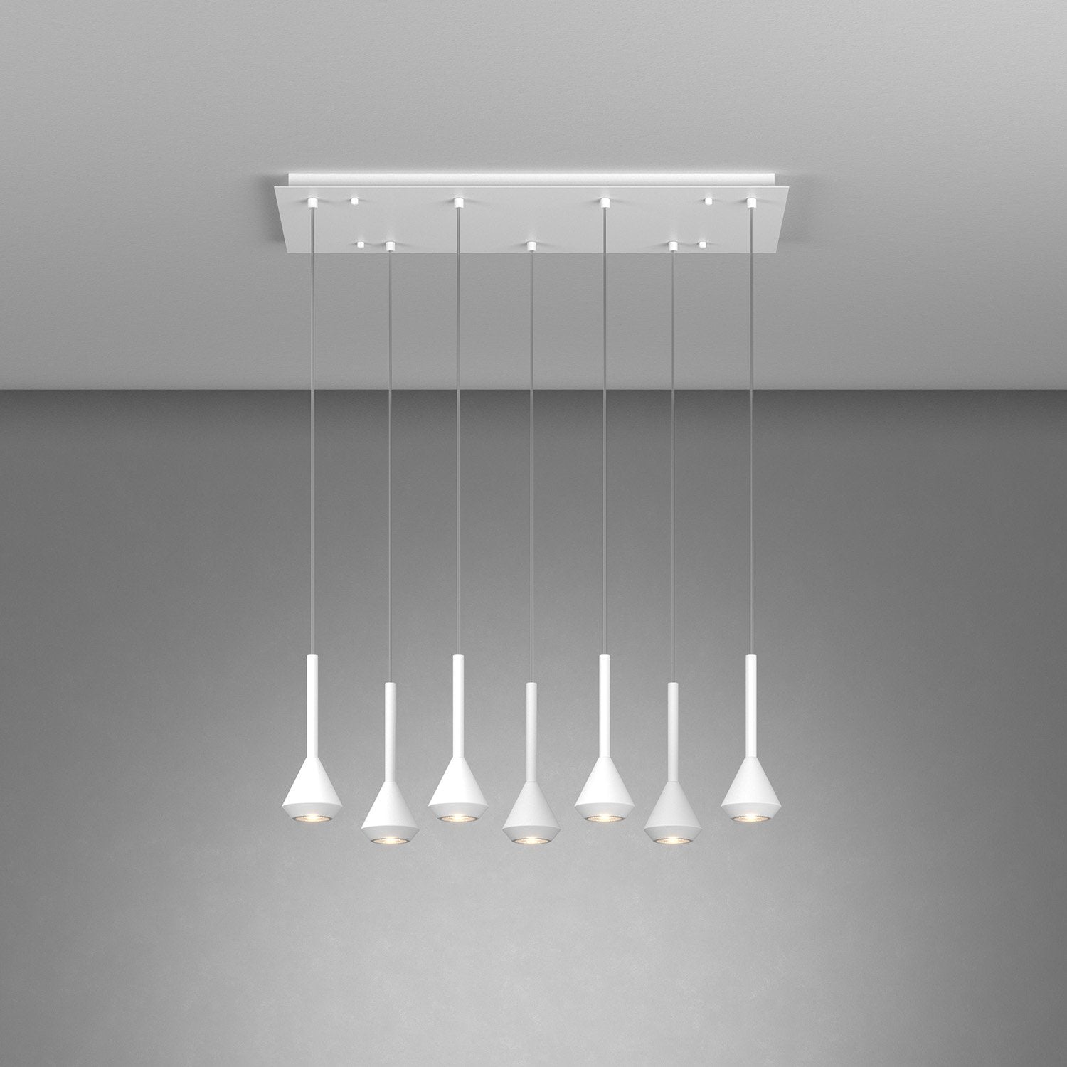 Lampadario Moderno Aygo Metallo Bianco 7 Luci Gu10