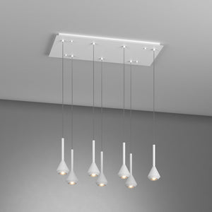 Lampadario Moderno Aygo Metallo Bianco 7 Luci Gu10