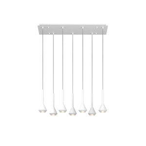 Lampadario Moderno Aygo Metallo Bianco 7 Luci Gu10