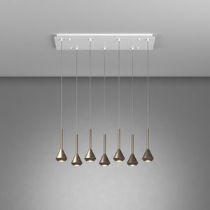 Lampadario Moderno Aygo Metallo Bianco Bronzo 7 Luci Gu10