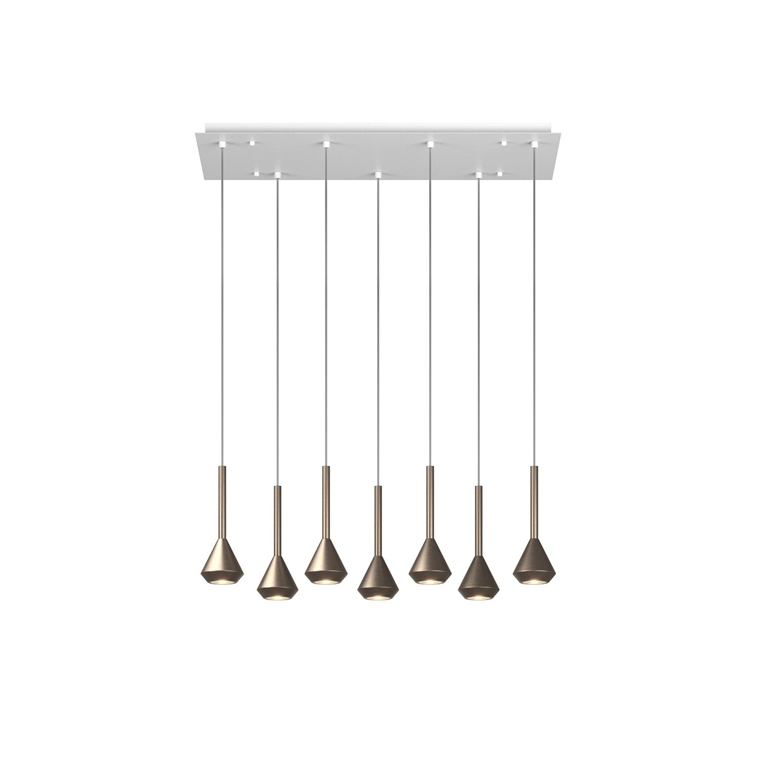 Lampadario Moderno Aygo Metallo Bianco Bronzo 7 Luci Gu10
